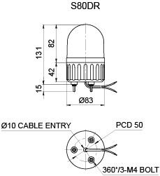 LED Revolving Warning Light Ø80mm Max.90dB LED Revolving Light Adapting Power LED of High Brightness